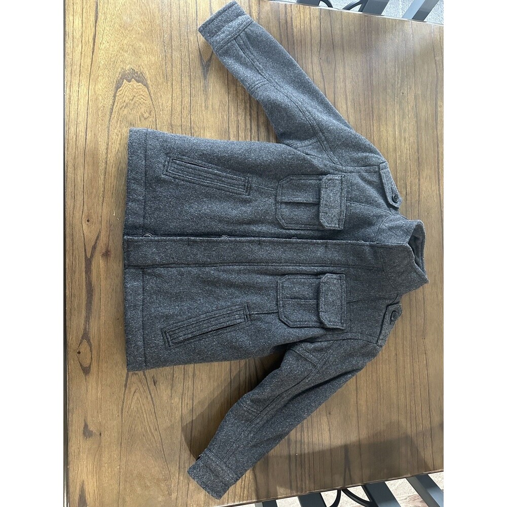 GAP Kids boys wool jacket coat S dark grey Military Charcoal Dress